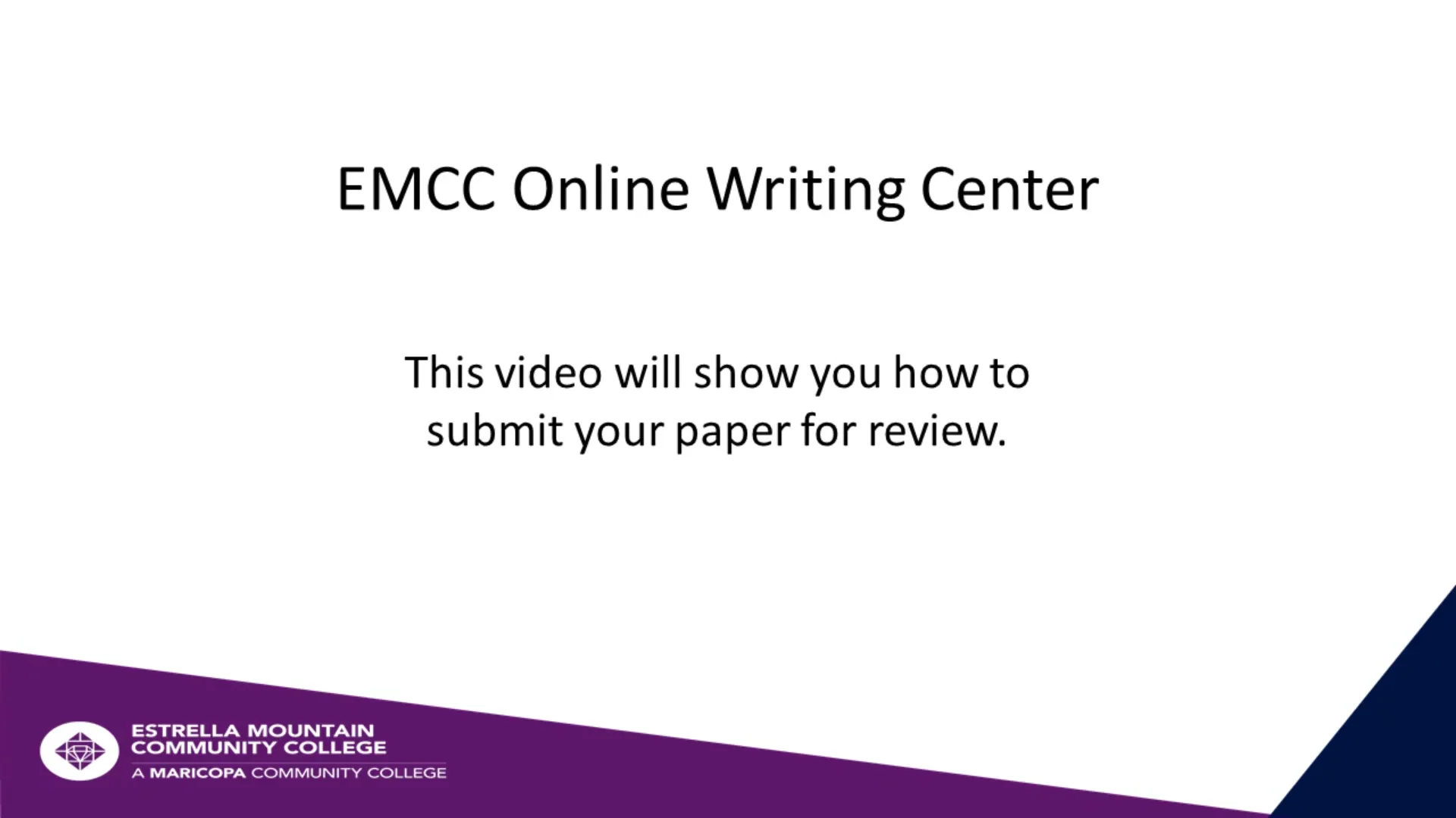 EMCC Writing Center How to Submit Your Paper for Review