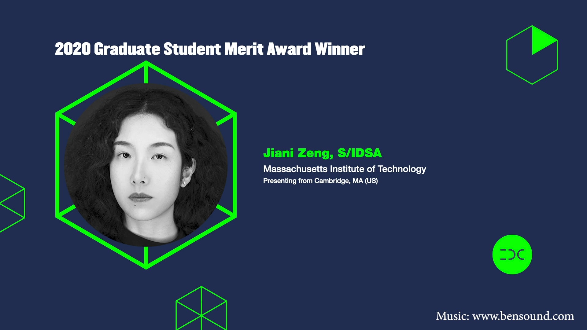 IDC 2020 - Jiani Zeng - Graduate Student Merit Award Winner