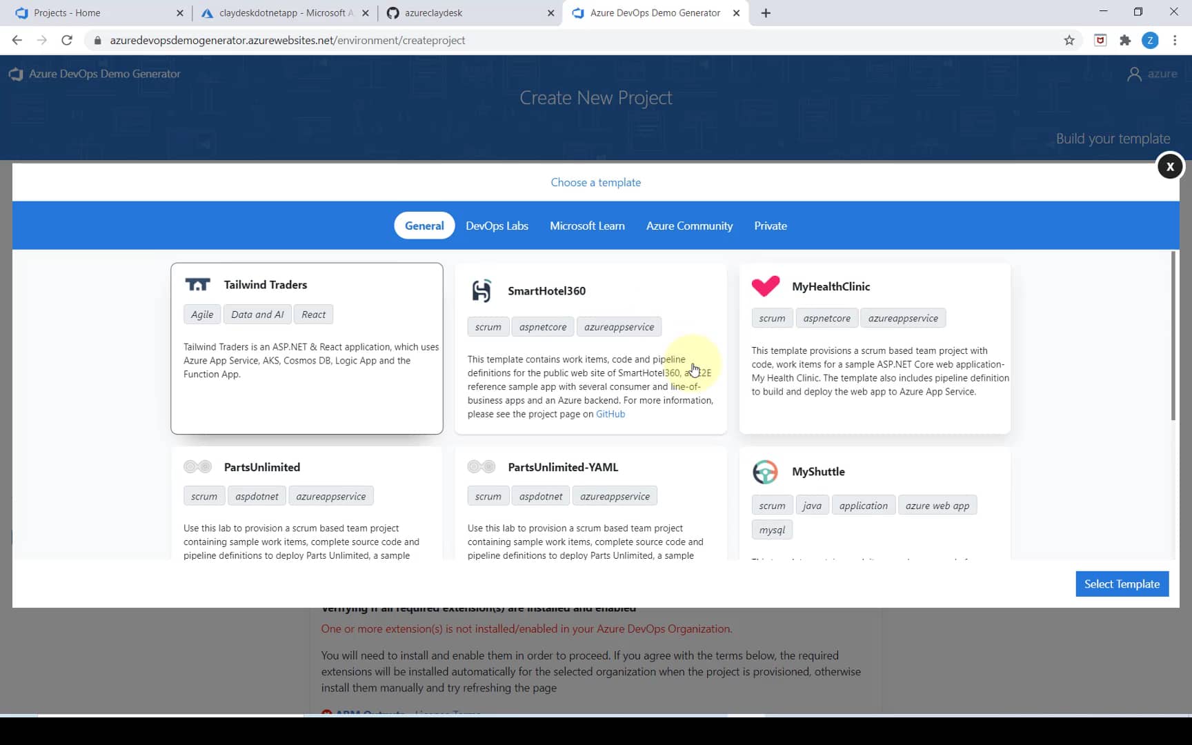 Setting up azure devops demo generator on vimeo