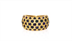 3.00 ct. t.w. Sapphire Multi-Row Ring in 18kt Gold Over Sterling