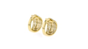 3.00 ct. t.w. Round and Baguette Diamond Hoop Earrings in 18kt Gold Over Sterling. 34