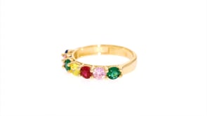 1.60 ct. t.w. Multicolored CZ Ring in 18kt Yellow Gold Over Sterling Silver