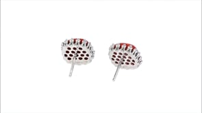 Orange Coral Square Stud Earrings in Sterling Silver