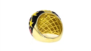 33 ct. t.w. White Topaz and Multicolored Enamel Starfish Ring in 18kt Gold Over Sterling