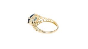 3.00 Carat London Blue Topaz and .10 ct. t.w. Diamond Ring in 14kt Yellow Gold