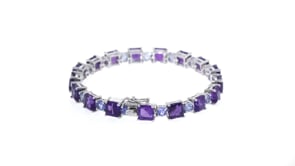 17.00 ct. t.w. Amethyst and 3.90 ct. t.w. Tanzanite Bracelet in Sterling Silver