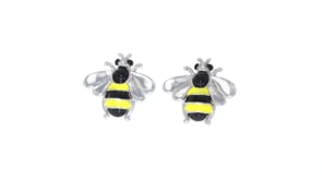 Italian Enamel Bee Earrings in Sterling Silver
