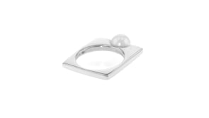 Italian 8mm Cultured Pearl Squared Ring in Sterling Silver