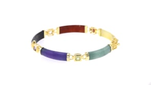 Multi-Stone Bar Bracelet in 18kt Gold Over Sterling