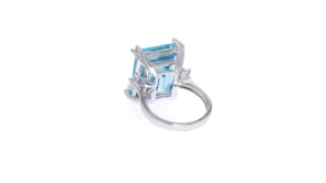 17.00 Carat Simulated Aquamarine and .30 ct. t.w. CZ Ring in Sterling Silver