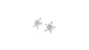 1.01 ct. t.w. Baguette and Round Diamond Star Earrings in 14kt White Gold