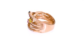 1.25 ct. t.w. Multi-Stone and .63 ct. t.w. Diamond Highway Ring in 14kt Rose Gold