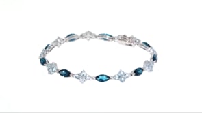 9.35 ct. t.w. London and Sky Blue Topaz Tennis Bracelet in Sterling Silver