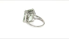 11.00 Carat Green Prasiolite and .10 ct. t.w. White Topaz Ring in Sterling Silver