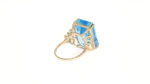 18.50 Carat Blue Topaz and .25 ct. t.w. Diamond Ring in 14kt Yellow Gold
