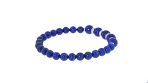 6-8mm Lapis Bead Stretch Bracelet with .24 ct. t.w. Diamonds in Sterling Silver