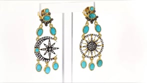 Stabilized Turquoise and 2.06 ct. t.w. White Topaz Celestial Drop Earrings in 18k Gold Over Sterling