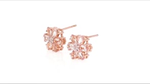 2.20 ct. t.w. Morganite and .12 ct. t.w. Diamond Flower Earrings in 14kt Rose Gold Over Sterling