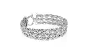 Sterling Silver Three-Row Rope Chain Bracelet. 7