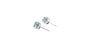 95 ct. t.w. Round Emerald Stud Earrings with Diamond Accents in Sterling Silver