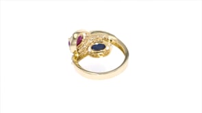 2.20 ct. t.w. Multi-Gemstone and .52 ct. t.w. Diamond Bypass Ring in 14kt Yellow Gold