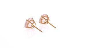 Round Rose Quartz Stud Earrings in 14kt Rose Gold