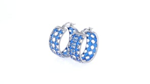 Italian Blue Enamel Hoop Earrings in Sterling Silver. 1