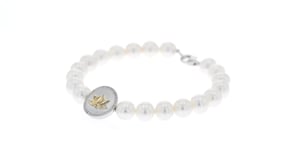 Cultured Pearl and Diamond Lotus Bracelet in Sterling Silver and 14kt Yellow Gold