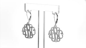 Sterling Silver Small Script Monogram Drop Earrings