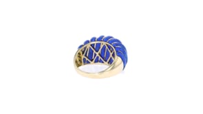 Carved Lapis Shrimp Ring in 14kt Yellow Gold