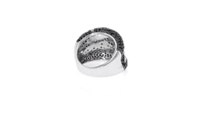 1.75 ct. t.w. Black and White CZ Flower Ring in Sterling Silver