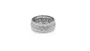 Sterling Silver Wheat-Link and Beaded Ring