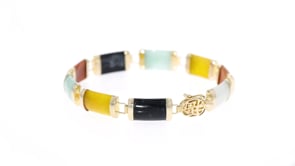Multicolored Jade Bracelet in 14kt Yellow Gold
