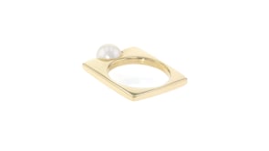 Italian 8mm Cultured Pearl Squared Ring in 24kt Yellow Gold Over Sterling