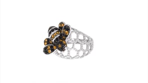 55 ct. t.w. Black Spinel and .45 ct. t.w. Citrine Bee Ring in Sterling Silver