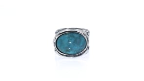 Oval Turquoise Floral Ring in Sterling Silver