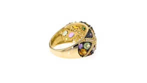 3.50 ct. t.w. Multicolored Sapphire and .24 ct. t.w. Diamond Starfish Ring in 14kt Gold