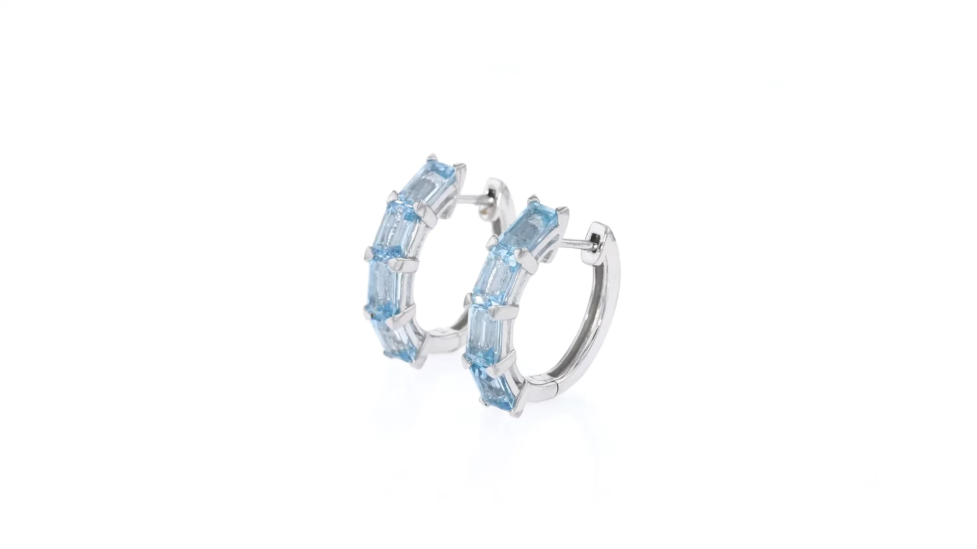 4.00 ct. t.w. Aquamarine Hoop Earrings in Sterling Silver. 5 4.00 ct. t.w. Aquamarine Hoop Earrings in Sterling Silver. 5