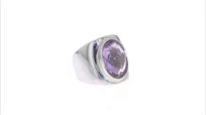 Italian 3.00 Carat Oval Amethyst Ring in Sterling Silver