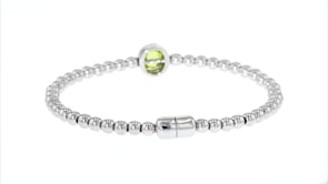 1.30 Carat Peridot Beaded Bracelet in Sterling Silver with Magnetic Clasp