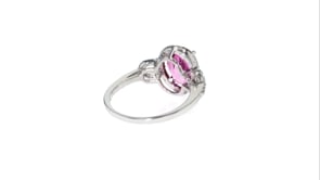 3.40 Carat Pink Topaz Ring with Diamond Accents in Sterling Silver