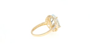 4.20 Carat Aquamarine Ring with Diamond Accents in 14kt Yellow Gold