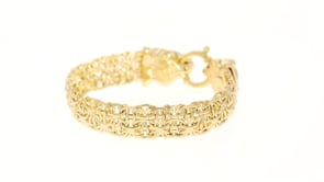 Italian 14kt Yellow Gold Double Panther Head Link Bracelet