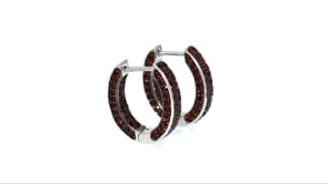 2.90 ct. t.w. Garnet Inside-Outside Hoop Earrings in Sterling Silver. 34