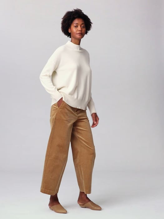 Cotton Corduroy Wide-Leg Ankle Pant