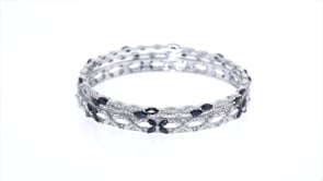 5.00 ct. t.w. Sapphire Jewelry Set Three Bangle Bracelets in Sterling Silver