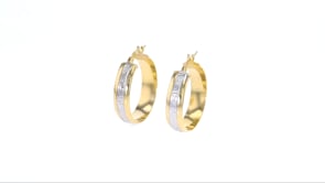 Italian 14kt Two-Tone Gold Greek Key Hoop Earrings. 78
