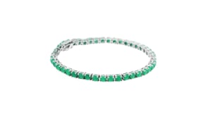 6.60 ct. t.w. Emerald Tennis Bracelet in Sterling Silver. 7.25