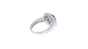 2.50 ct. t.w. Ruby and .12 ct. t.w. Diamond Cluster Ring in Sterling Silver
