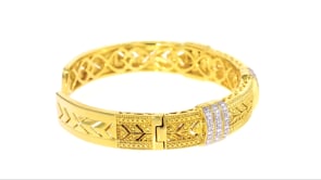 28 ct. t.w. Diamond Cuff Bracelet in Sterling Silver and 18kt Yellow Gold Over Sterling